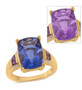 color change fluorite amethyst and white zircon ring in 18k yellow gold over sterling silver