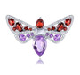 garnet or citrine and amethyst butterfly brooch in rhodium over sterling silver