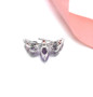 back view of garnet or citrine and amethyst butterfly brooch in rhodium over sterling silver