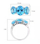 swiss blue topaz trilogy ring in rhodium over sterling silver shown for size comparison