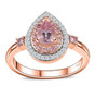 pink spinel pink sapphire and white zircon ring in 18k rose gold over sterling silver