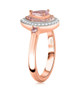 side view of pink spinel pink sapphire and white zircon ring in 18k rose gold over sterling silver