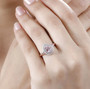 pink spinel pink sapphire and white zircon ring in 18k rose gold over sterling silver worn on a hand