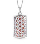 back view of peach opal and rhodolite garnet pendant necklace in rhodium over sterling silver