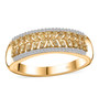 yellow and white diamond cluster band ring in 18k yellow gold over sterling silver