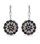 black spinel and multi color tourmaline earrings in rhodium over sterling silver