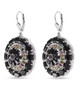 side view of black spinel and multi color tourmaline earrings in rhodium over sterling silver