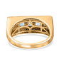 back view of swiss blue topaz and white zircon gents ring in 18k yellow gold over sterling silver