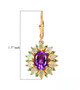 amethyst and opal tsavorite garnet halo dangle earrings in 18k yellow gold over sterling silver shown for size comparison