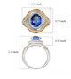 kyanite and white zircon ring in 18k yellow gold and rhodium over sterling silver shown for size comparison