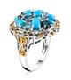 side view of arizona sleeping beauty turquoise multi gemstone ring in 18k yellow gold and rhodium over sterling silver
