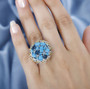 arizona sleeping beauty turquoise multi gemstone ring in 18k yellow gold and rhodium over sterling silver worn on a hand