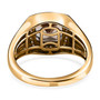full view of turkizite diaspore and diamond cushion halo gents ring in solid 14k yellow gold