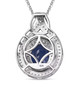 back view of kyanite and white zircon pendant necklace in 18k yellow gold and rhodium over sterling silver