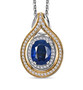 kyanite and white zircon pendant necklace in 18k yellow gold and rhodium over sterling silver