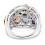 Multi gem bezel set wide band two-tone sterling silver ring under gallery Multi gem bezel set wide band two-tone sterling silver ring under gallery