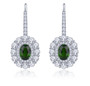 full view of natural gemstone halo earrings in rhodium over sterling silver