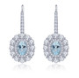 natural gemstone halo earrings in rhodium over sterling silver