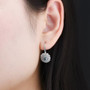 natural gemstone halo earrings in rhodium over sterling silver