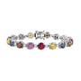 multi color moissanite tennis bracelet in rhodium over sterling silver