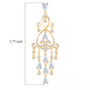 cubic zirconia articulating chandelier earrings in 18k yellow gold over sterling silver shown for size comparison
