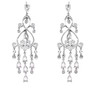 back view of cubic zirconia articulating chandelier earrings in rhodium over sterling silver