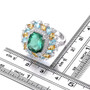 green fluorite citrine blue topaz and zircon halo cocktail ring in rhodium over sterling silver shown for size comparison