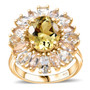 heliodor aquamarine and morganite halo ring in 18k yellow gold over sterling silver