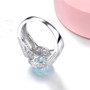 back view of sky blue topaz and white zircon ring in rhodium over sterling silver