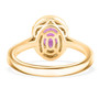 purple garnet and diamond ring in solid 10k yellow gold
