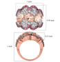 morganite pink tourmaline and lab white sapphire ring in 14k rose gold shown for size comparison