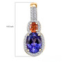 tanzanite padparadscha sapphire and diamond pendant necklace in solid 14k yellow gold shown for size comparison