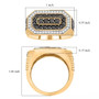 black and white diamond gents ring in 10k yellow gold shown for size comparison