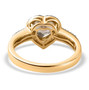 full view of turkizite diaspore and diamond heart halo ring in solid 14k yellow gold