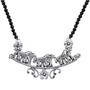 bali inspired three horse beaded black spinel necklace in rhodium over sterling silver