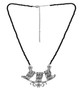 full view of bali inspired three owls beaded black spinel necklace in rhodium over sterling silver