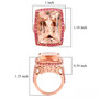 morganite and pink tourmaline cocktail ring in 14k rose gold shown for size comparison