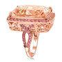 morganite and pink tourmaline cocktail ring in 14k rose gold side profile