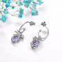 amethyst and citrine or swiss blue topaz with zircon dangle earrings in rhodium over sterling silver