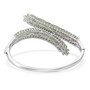 back view of chrome diopside bypass bangle bracelet in rhodium over sterling silver