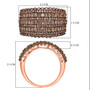 champagne diamond wide band cluster ring in 18k rose gold over sterling silver shown for size comparison