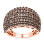champagne diamond wide band cluster ring in 18k rose gold over sterling silver