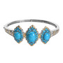 turquoise and neon apatite bangle bracelet in 18k yellow gold and rhodium over sterling silver