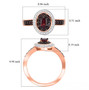 anthill garnet and moissanite double halo ring in 18k rose gold over sterling silver shown for size comparison