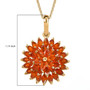 marquise fire opal cluster pendant necklace in 18k yellow gold over sterling silver shown for size comparison