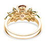 full view of andalusite and chrome diopside ring in 18k yellow gold over sterling silver