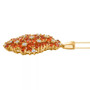 side view of fire opal and moissanite flower cluster pendant necklace in 18k yellow gold over sterling silver