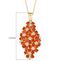 fire opal and moissanite flower cluster pendant necklace in 18k yellow gold over sterling silver shown for size comparison