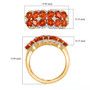 fire opal and moissanite cluster ring in 18k yellow gold over sterling silver shown for size comparison