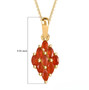 marquise fire opal cluster pendant necklace in 18k yellow gold over sterling silver shown for size comparison